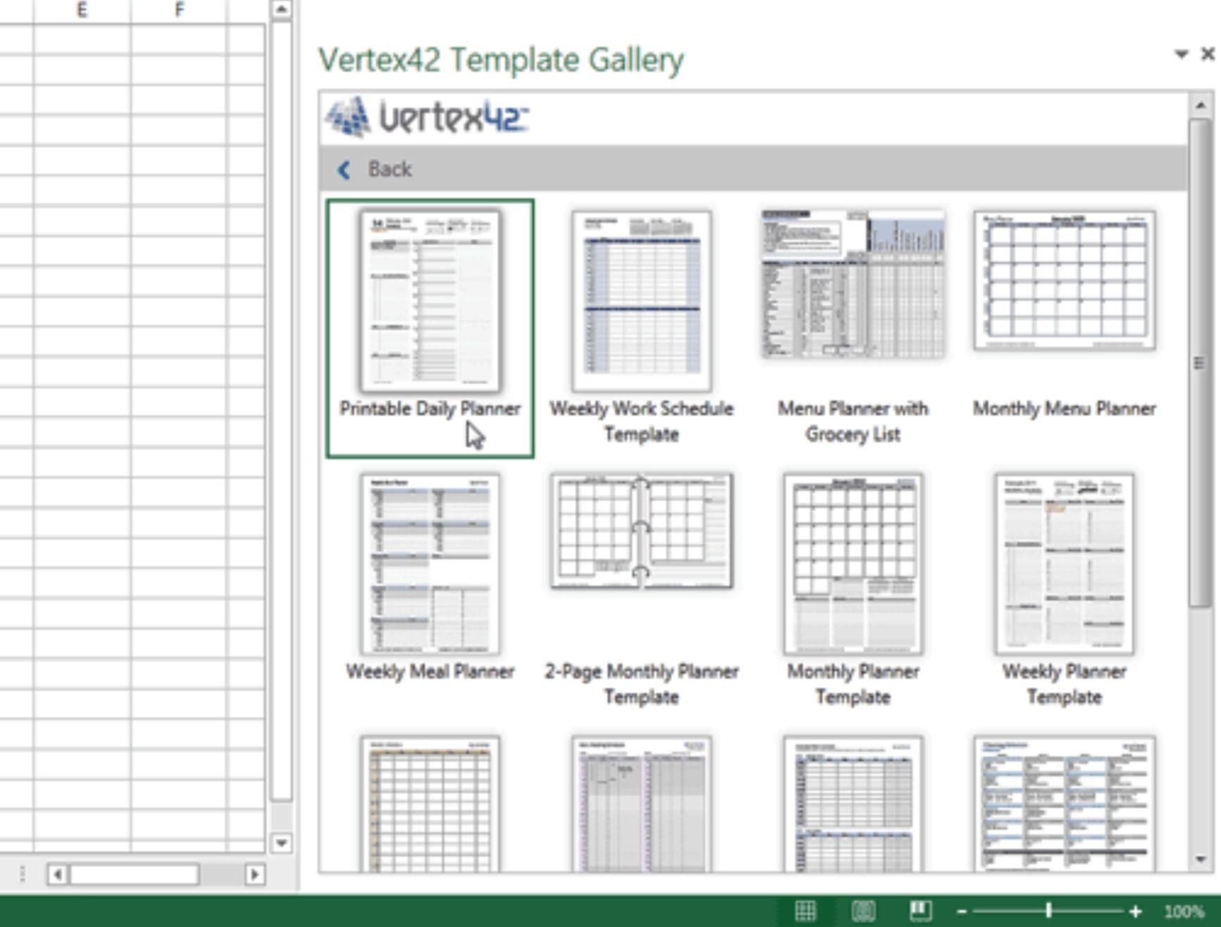 Vertex42 add-in for Excel