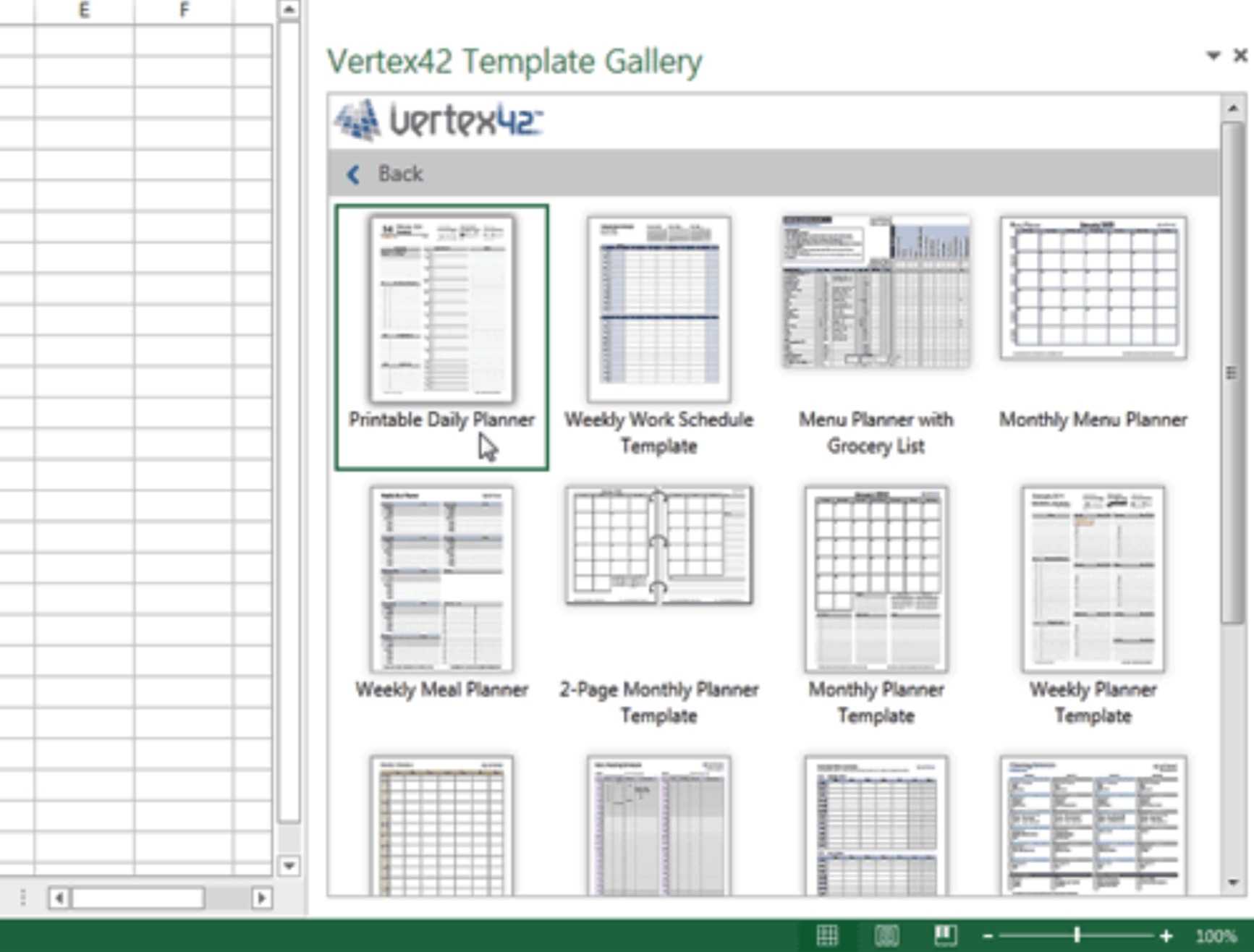 Vertex42 add-in for Excel