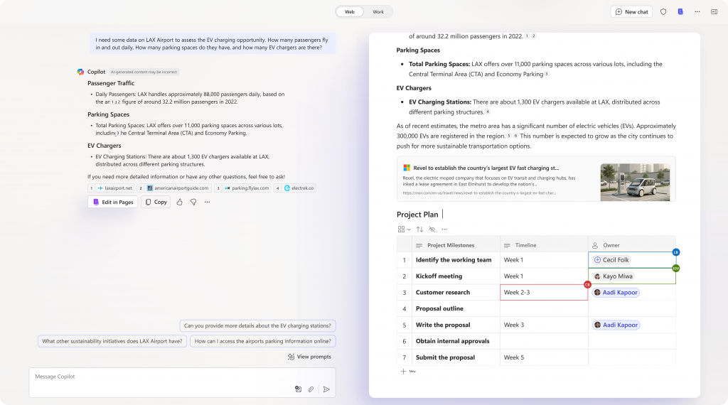 screenshot of copilot pages feature