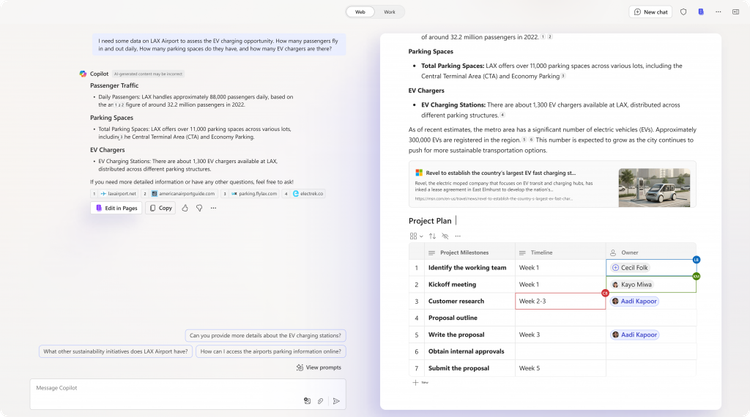 screenshot of copilot pages feature