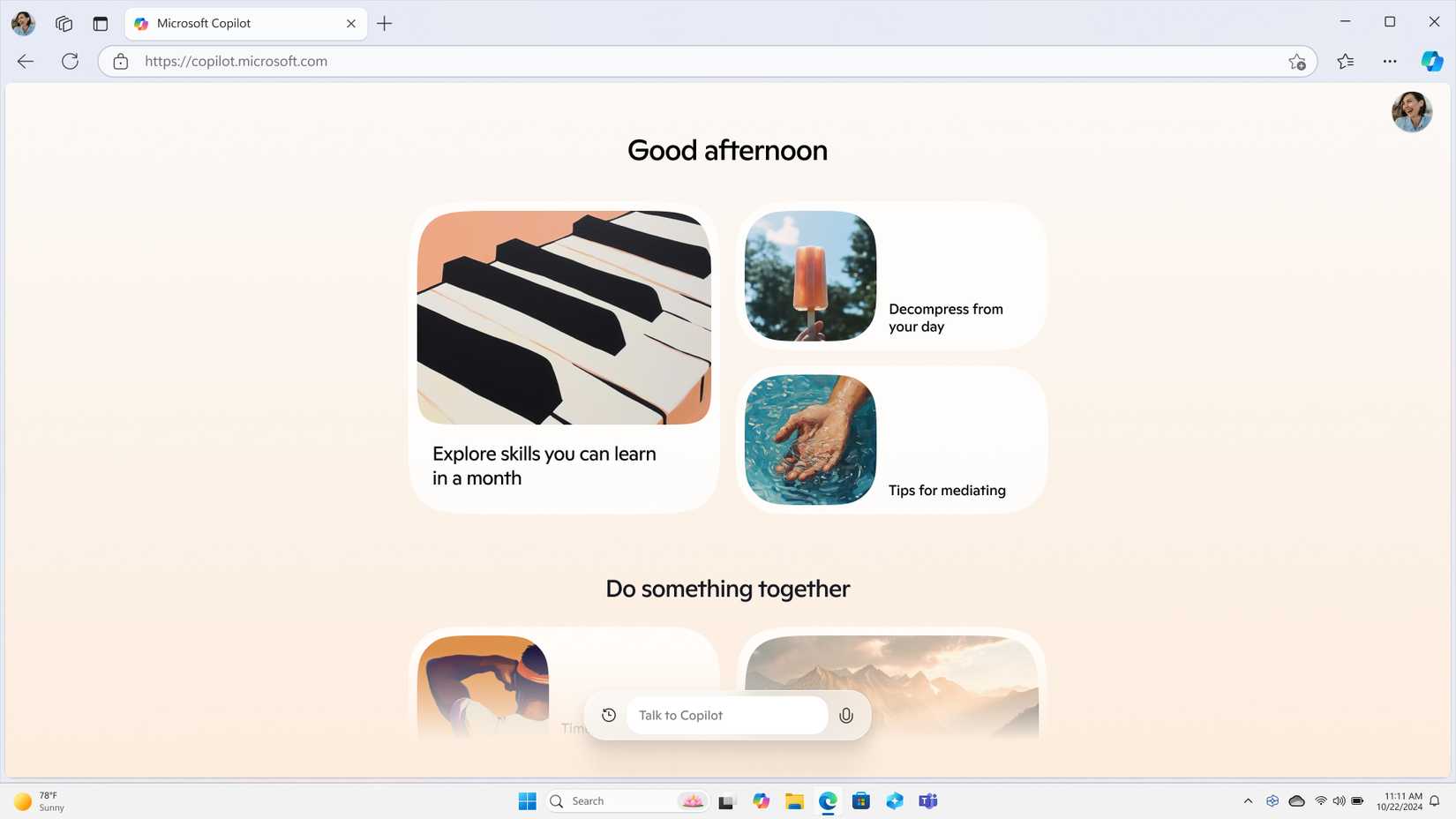 The Copilot Discover cards