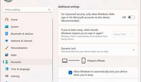 Screenshot of active Dynamic Lock