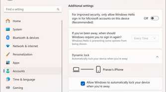 Screenshot of active Dynamic Lock