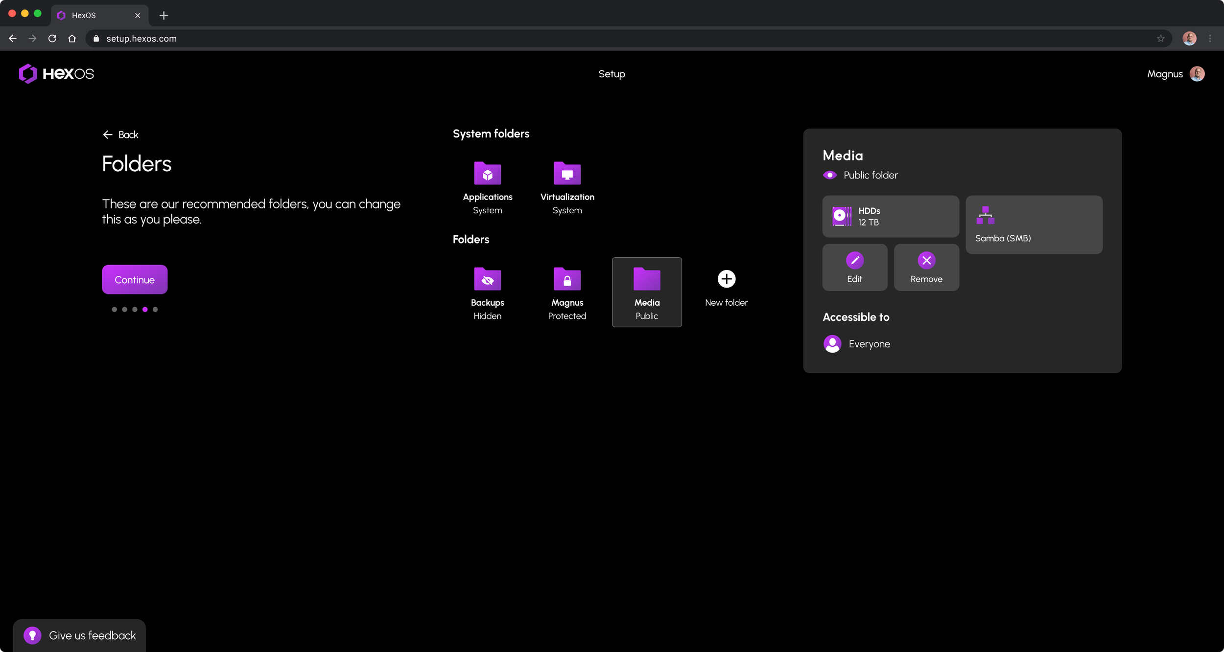 HexOS installation folders