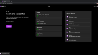HexOS installation hardware check