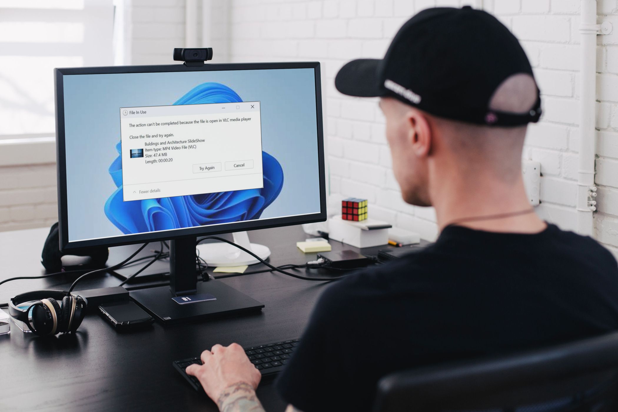 Man working on PC getting File in Use error on Windows 11