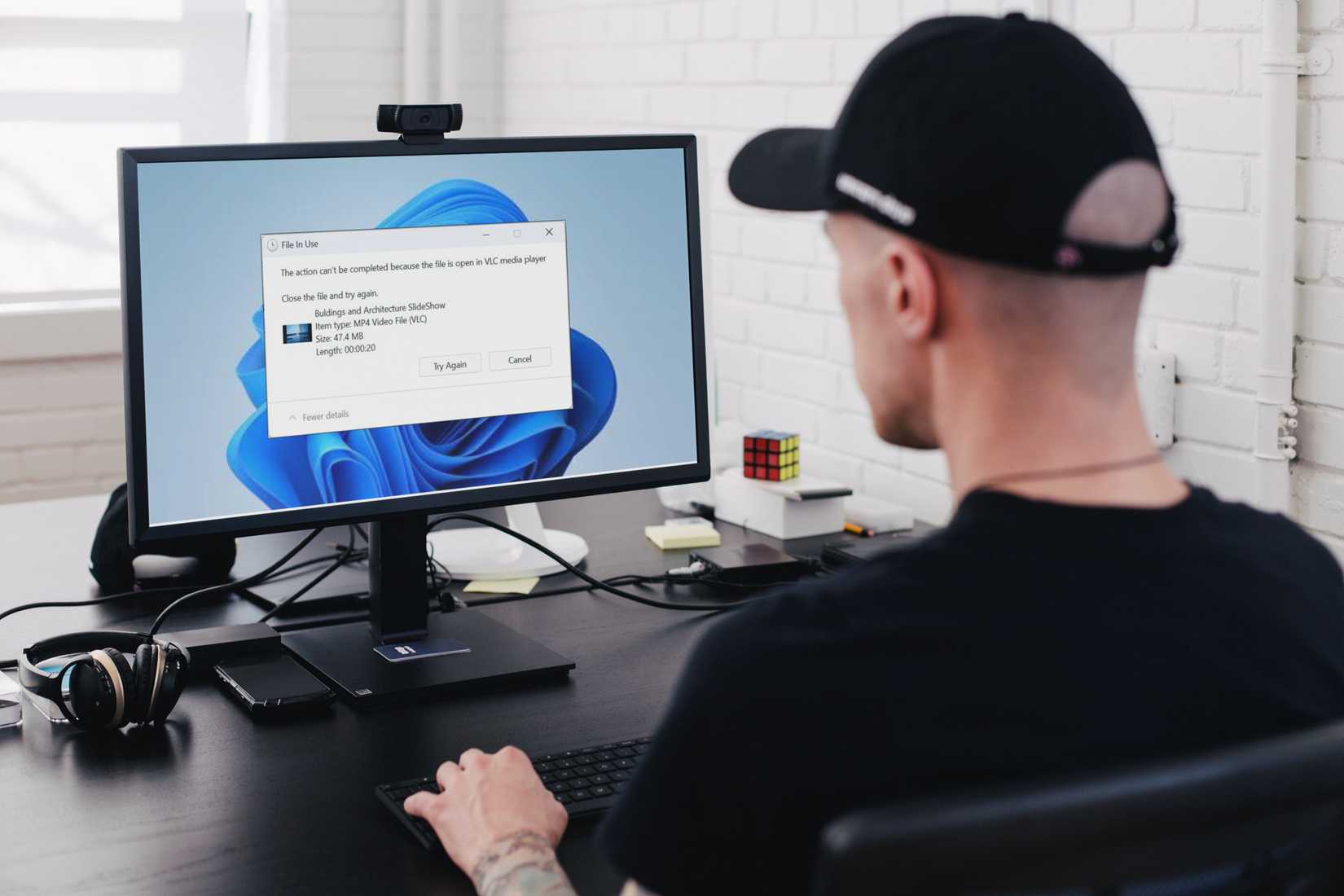 Man working on PC getting File in Use error on Windows 11