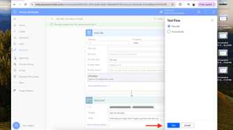 Microsoft Power Automate - email reminder email advanced settings testing with red arrow