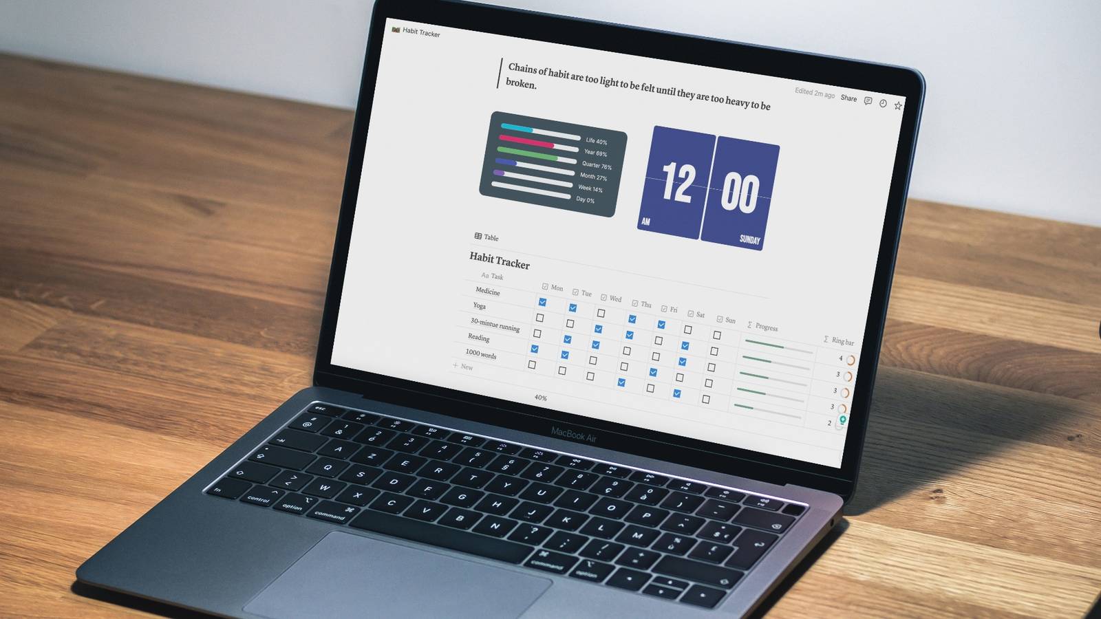 Create a habit tracker in Notion