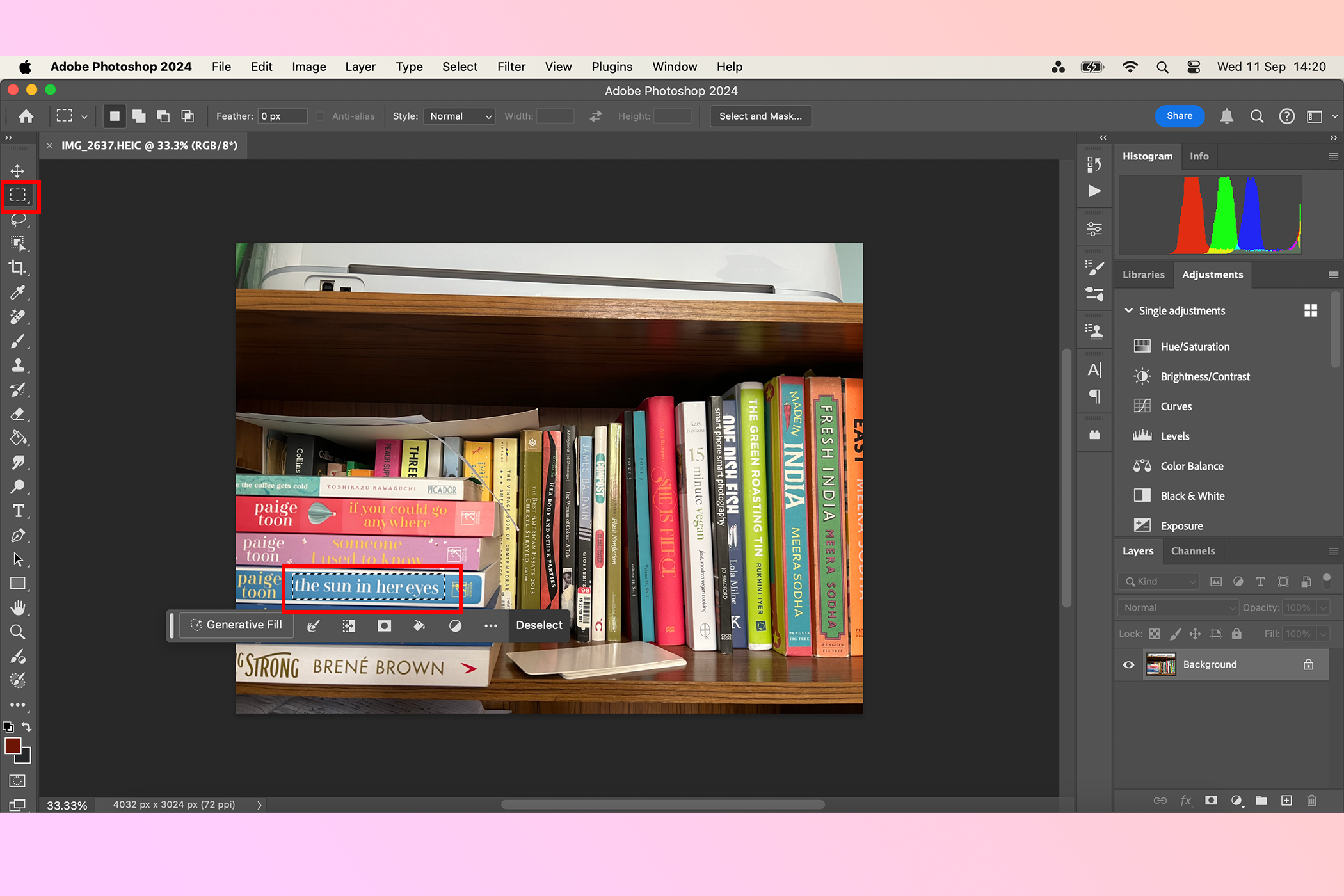 Photoshop image with the text area selected