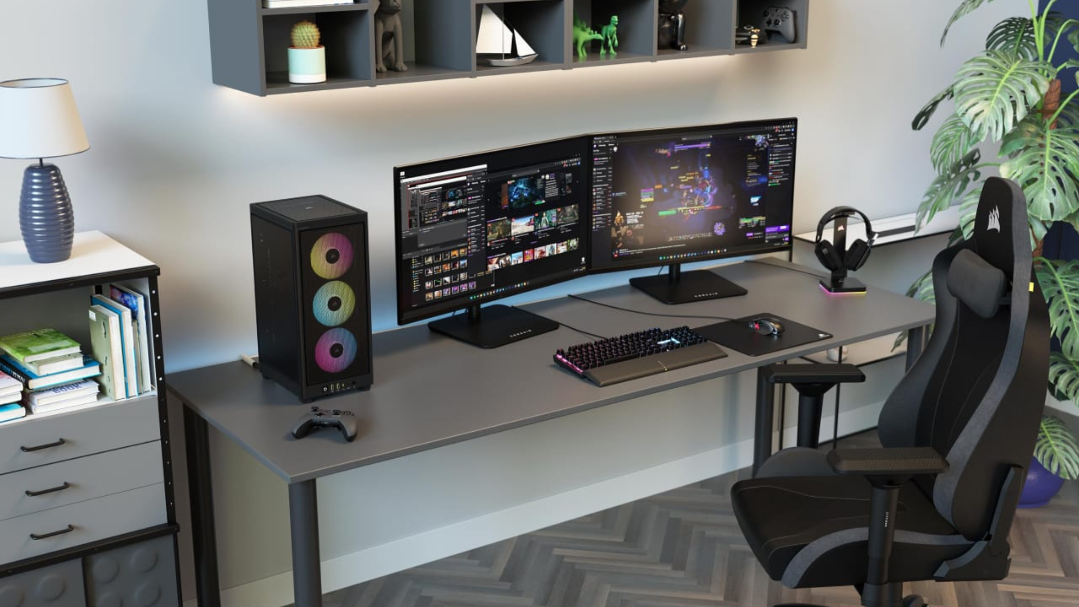 Corsair iCUE 2000D PC case on desk