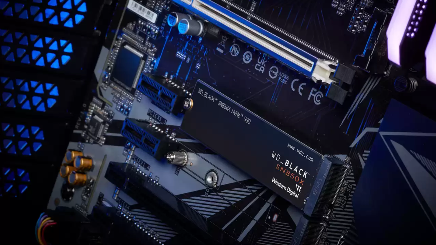 WD_BLACK 8TB SN850X NVMe Internal Gaming SSD Solid State Drive slotted into motherboard