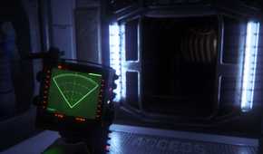 Screenshot of Alien: Isolation showing the protagonist holding a tracking device