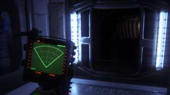 Screenshot of Alien: Isolation showing the protagonist holding a tracking device