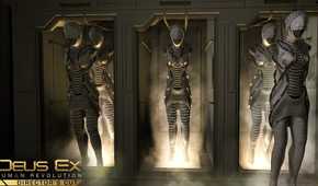 Screenshot from Deus Ex: Human Revolution showing humanoid bodies