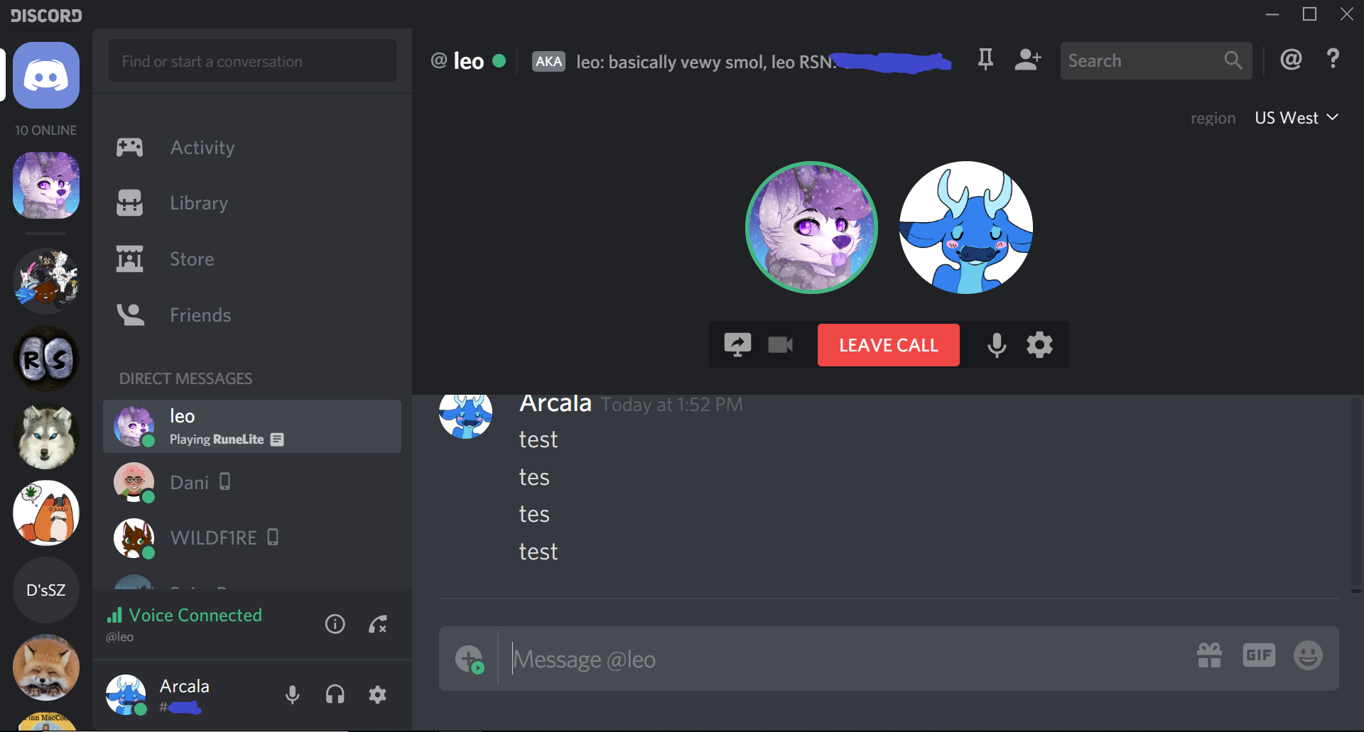 Screenshot showing voice call feature on Discord