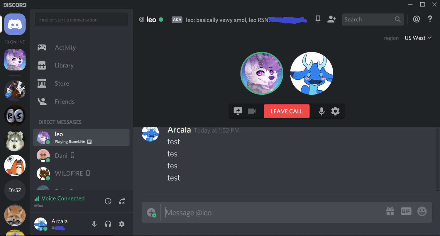 Screenshot showing voice call feature on Discord