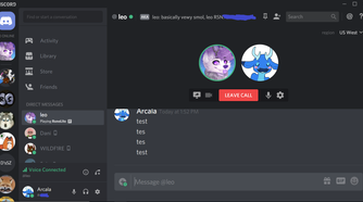 Screenshot showing voice call feature on Discord