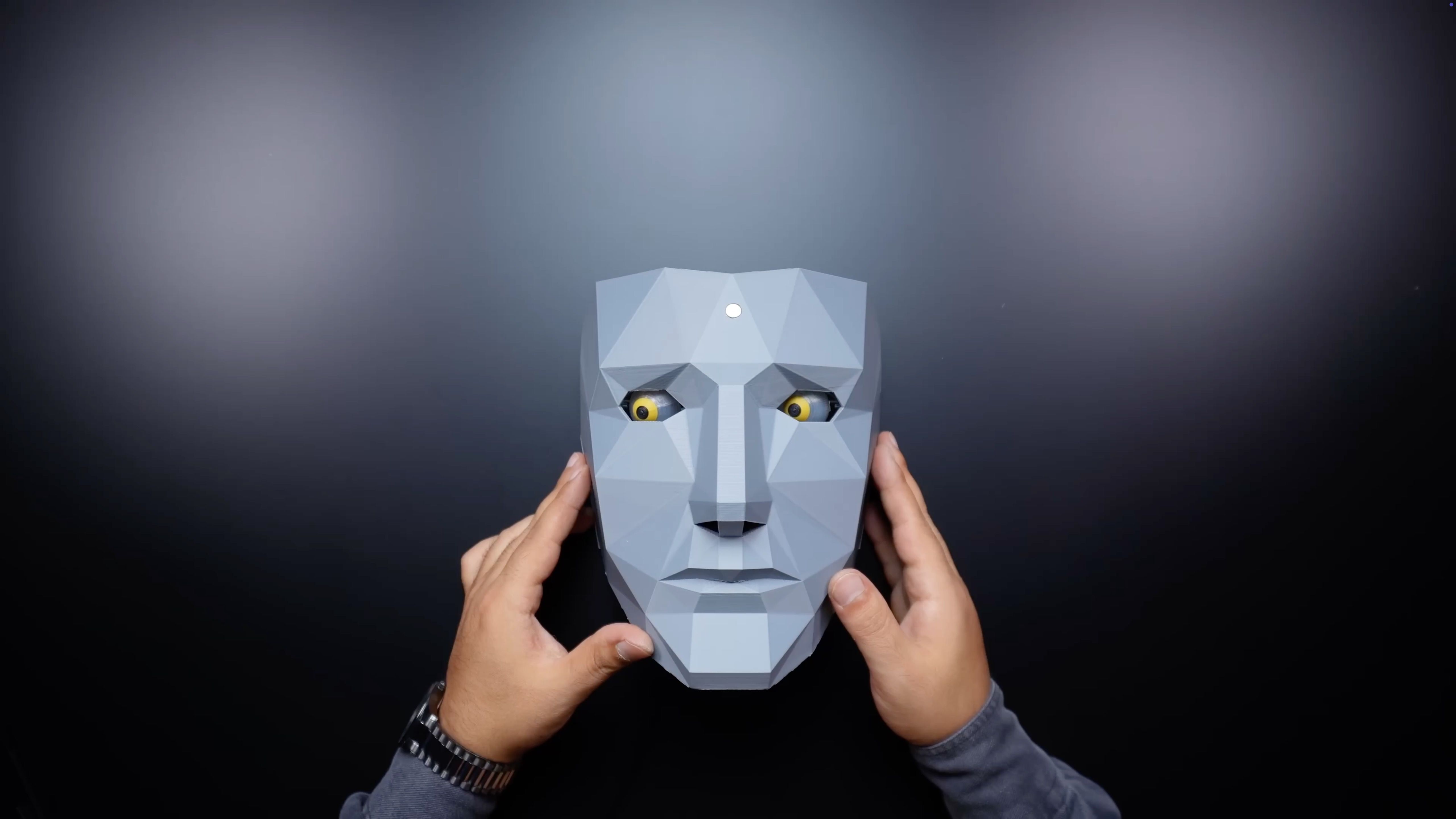 Building a face with animatronic eyes that react to movement, image size:1500x844