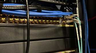 Image of a network switch with well managed cables.