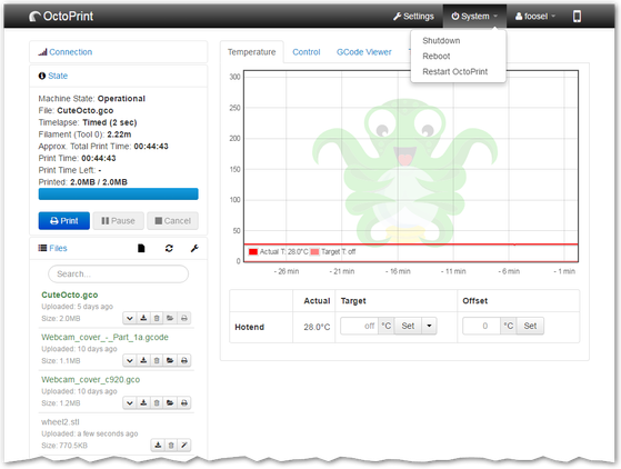 octoprint-system-menu