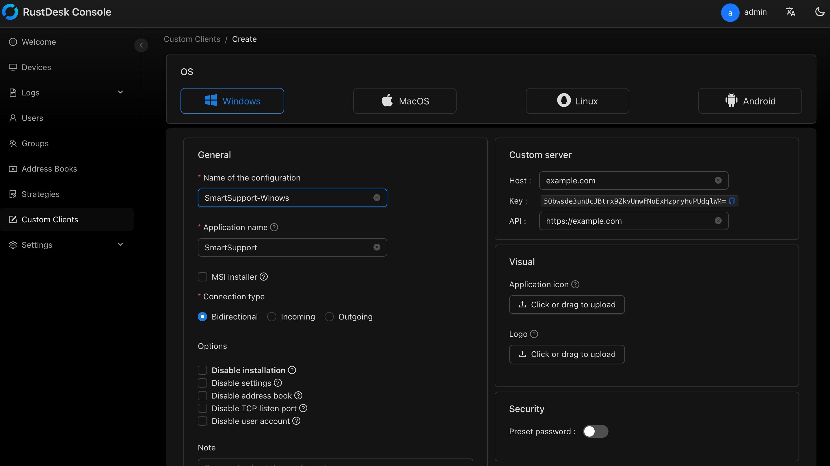 RustDesk custom clients