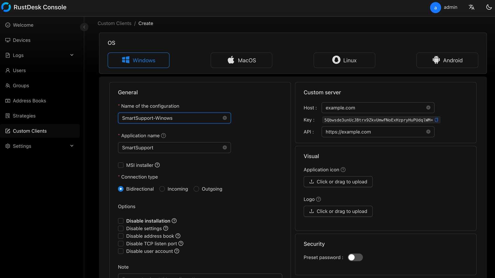 RustDesk custom clients