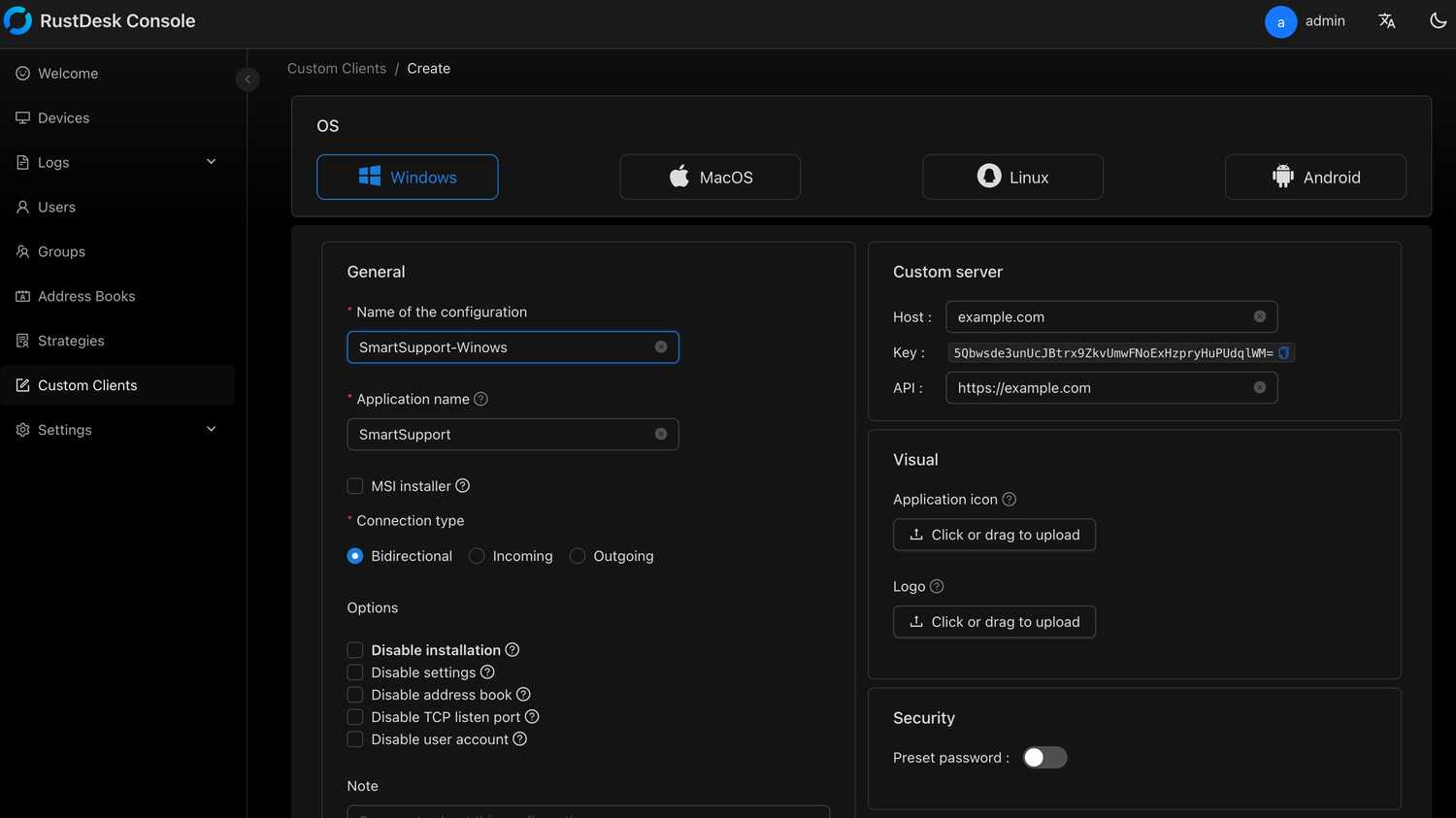 RustDesk custom clients