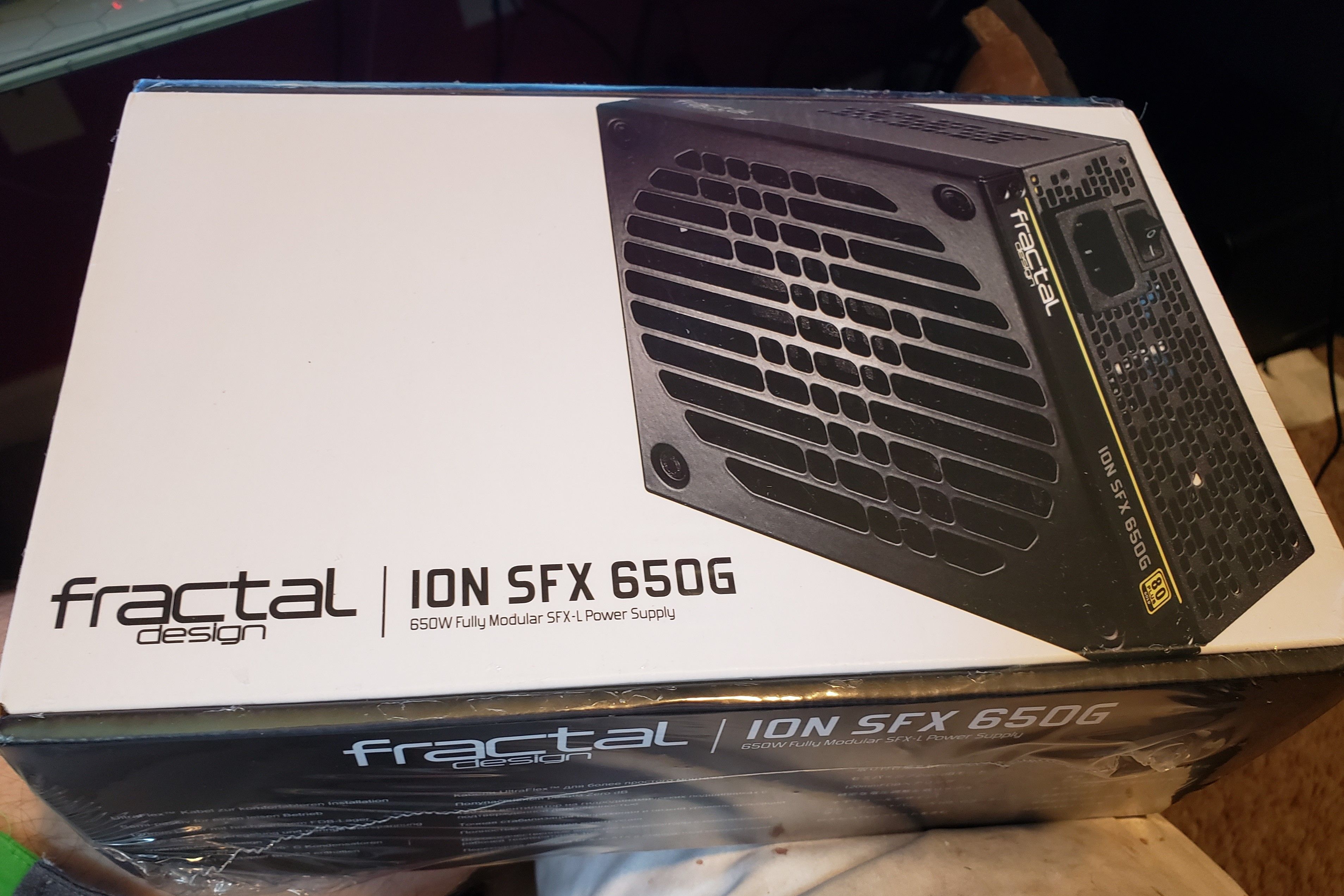A black and white computer power supply box