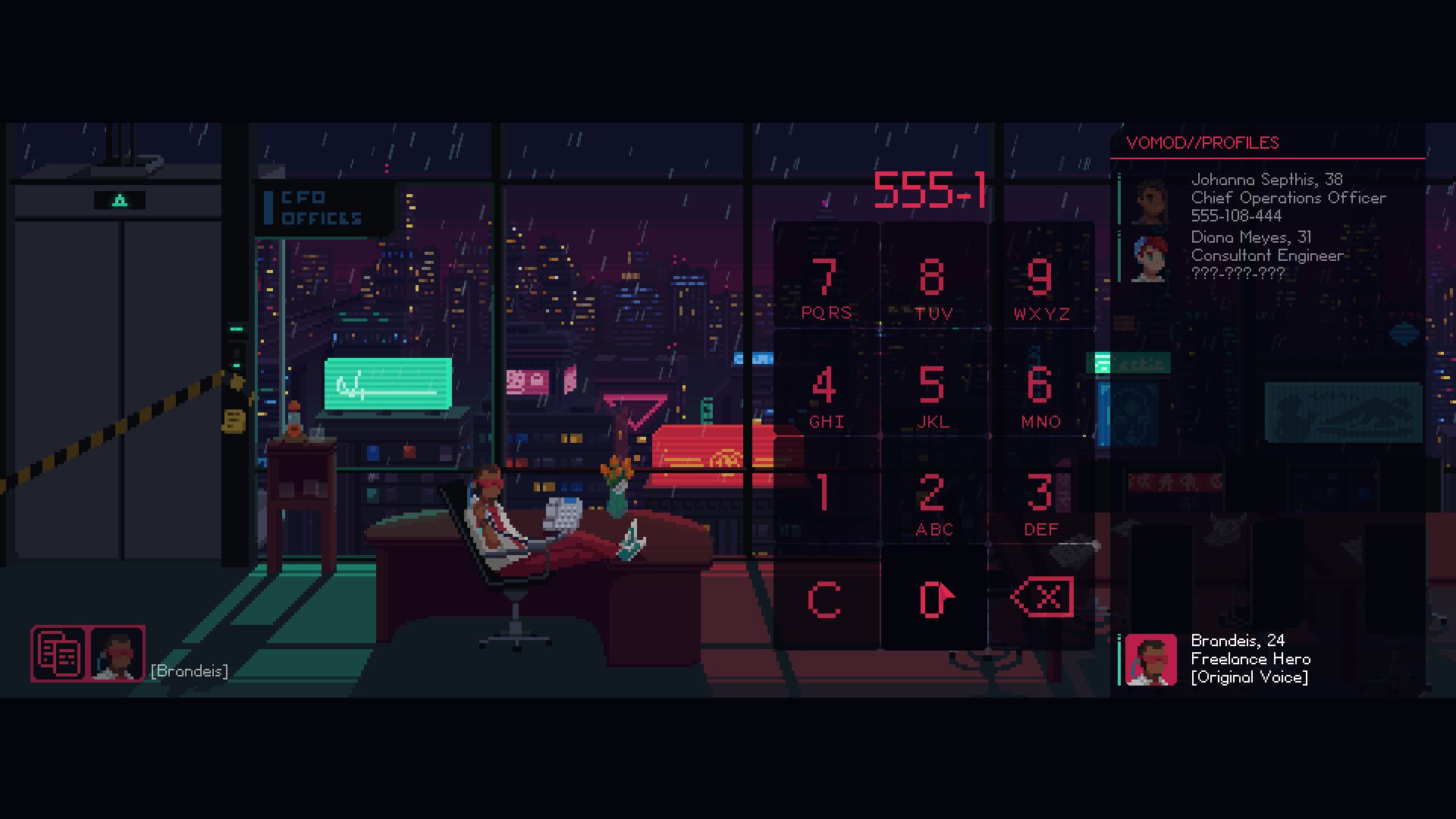 Screenshot of The Red Strings Club video game