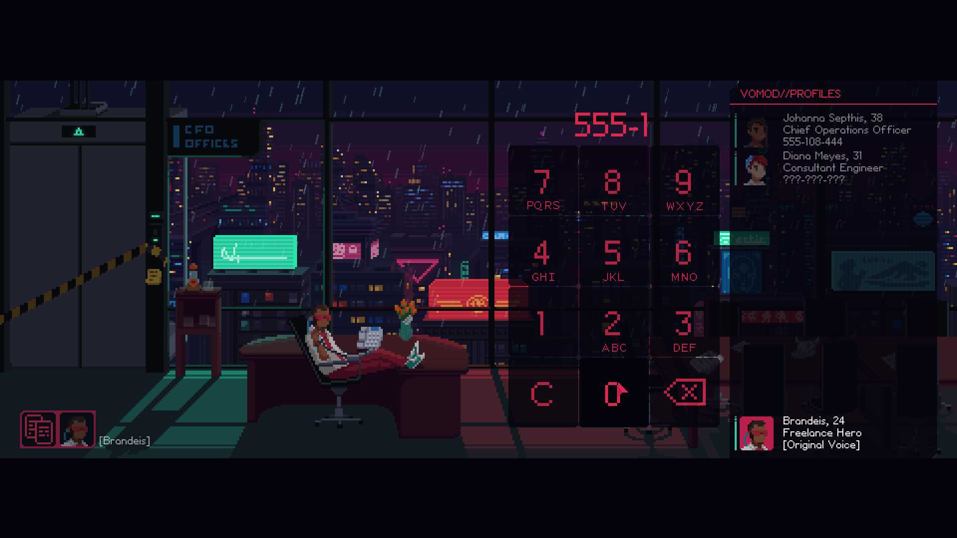 Screenshot of The Red Strings Club video game