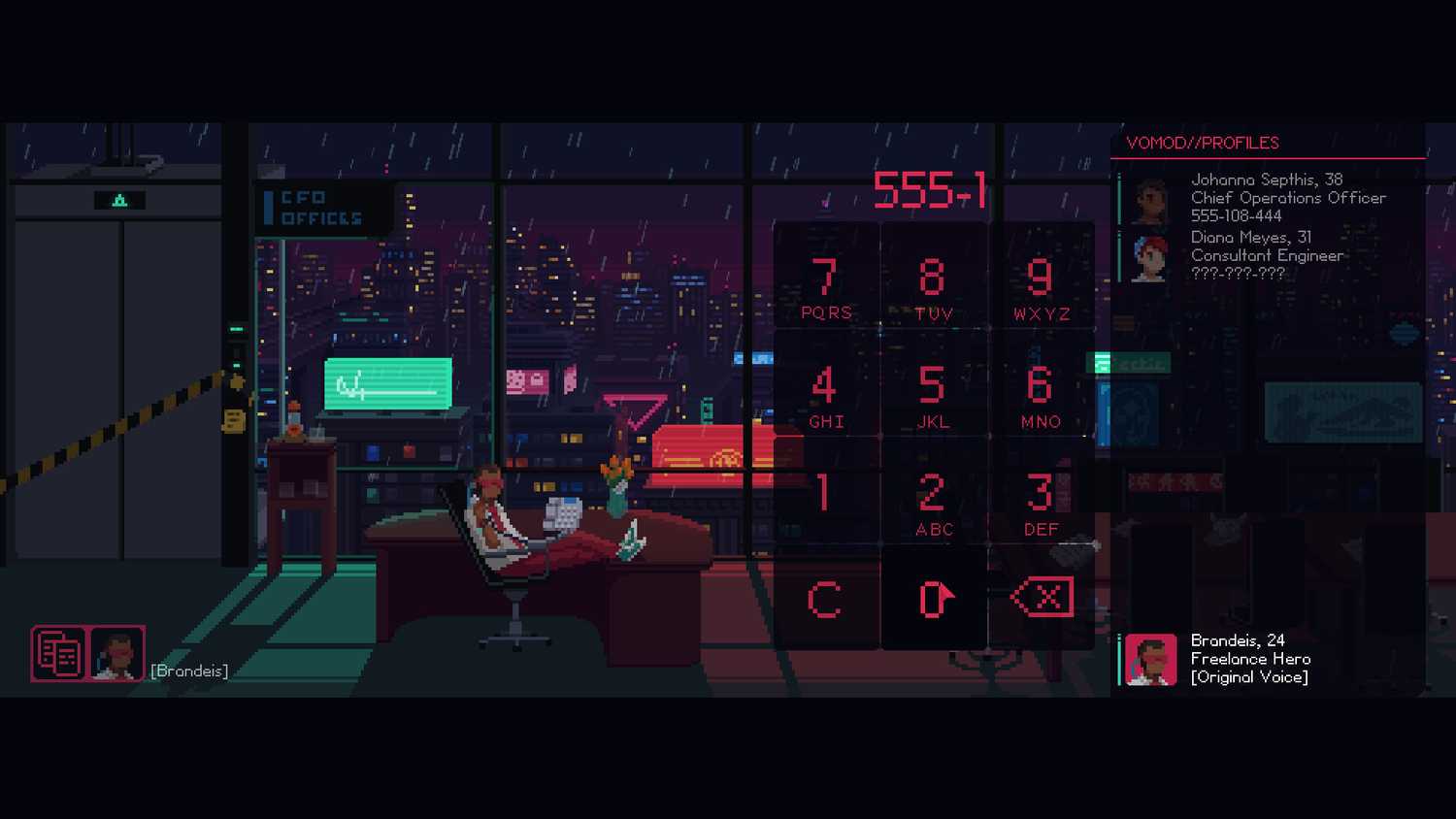 Screenshot of The Red Strings Club video game