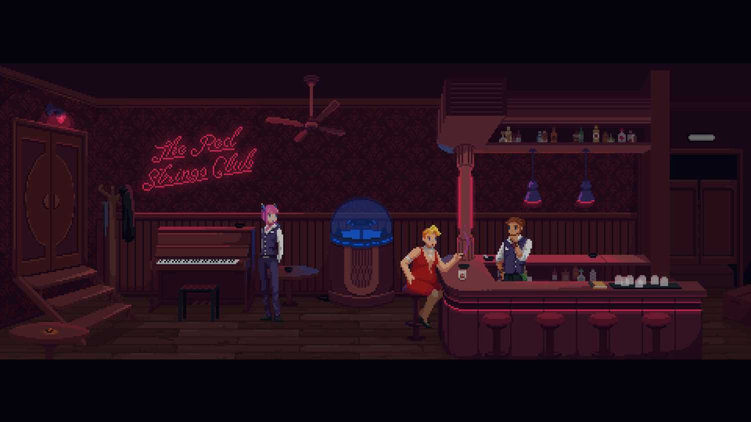 Screenshot of The Red Strings Club video game