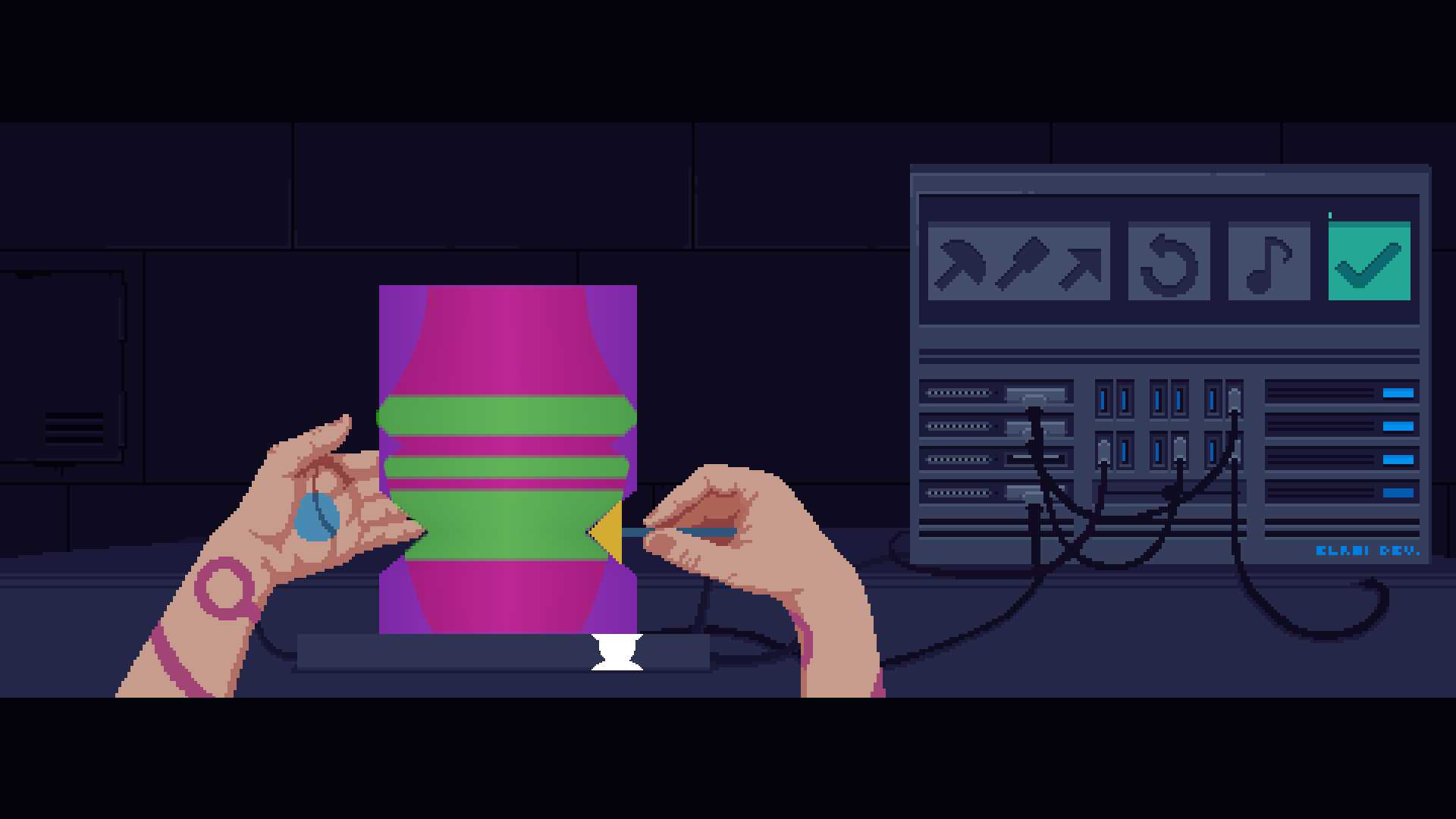 Screenshot of The Red Strings Club video game