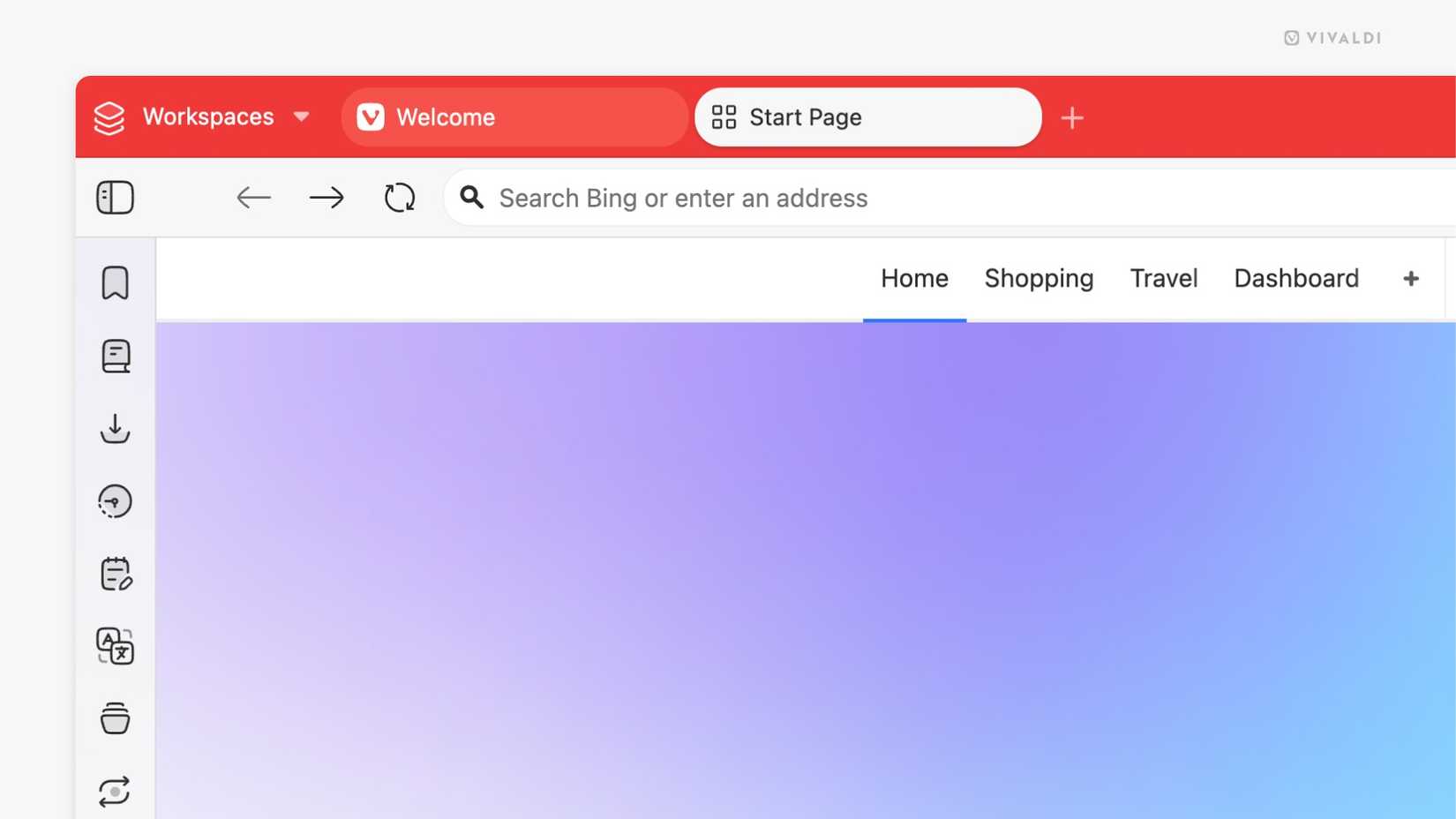 An updated design for Vivaldi with rounded floating tabs and new icons