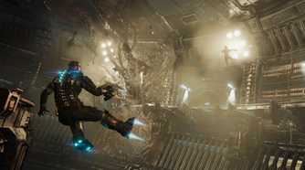Isaac flying and fighting in Dead Space