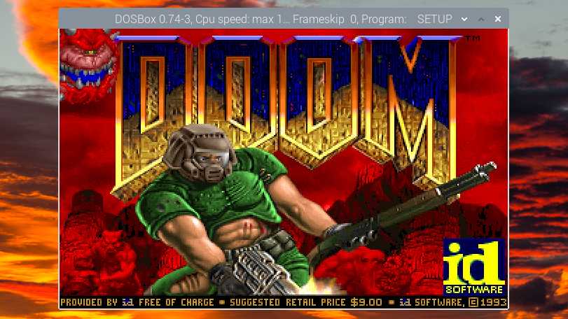 Doom running on DOSBox on Raspberry Pi