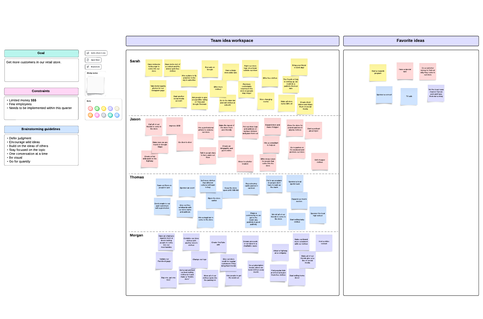 Lucidchart team brainstorming