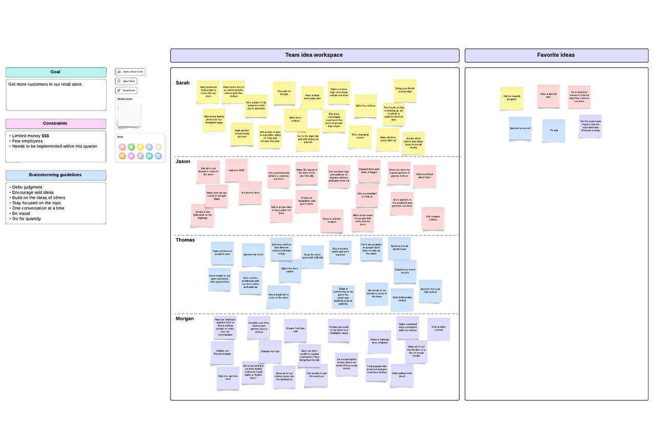Lucidchart team brainstorming