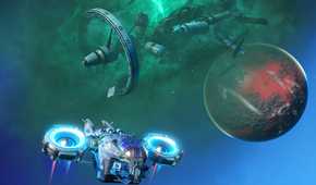 A lost freighter abandoned in space