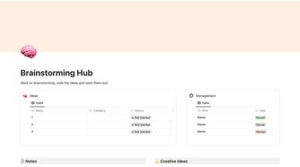 Notion brainstorming hub