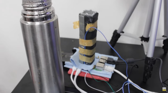 A Raspberry Pi 5 being cooled by liquid nitrogen