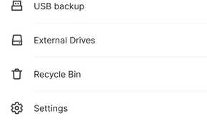 Synology BeeFiles app showing options to connect to external storage