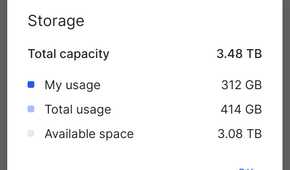 Synology BeePhotos app showing storage capacity