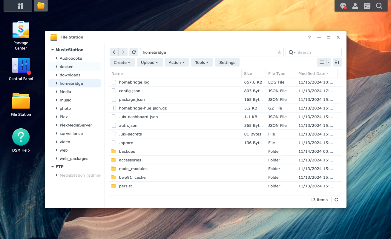 Synology DiskStation Manager file manager