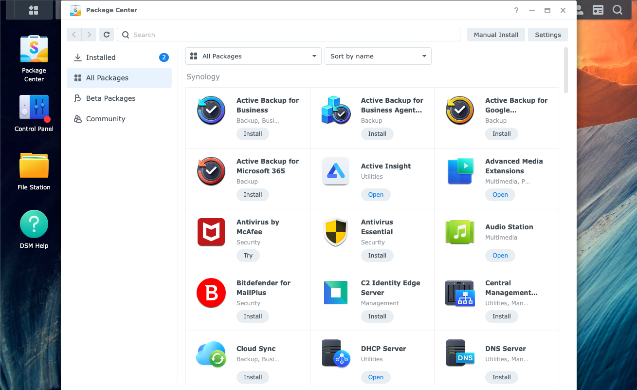 Synology DiskStation Manager packages