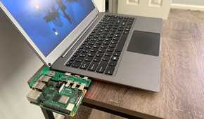 Elecrow CrowView Note 14 side Pi4 plugged in