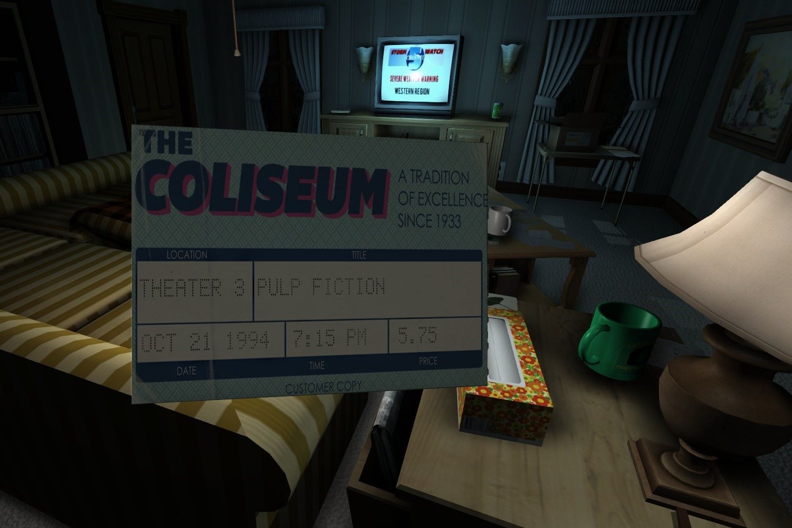 Screenshot from the game Gone Home