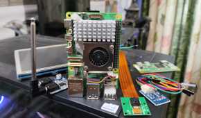 Raspberry Pi card and accessories on a table