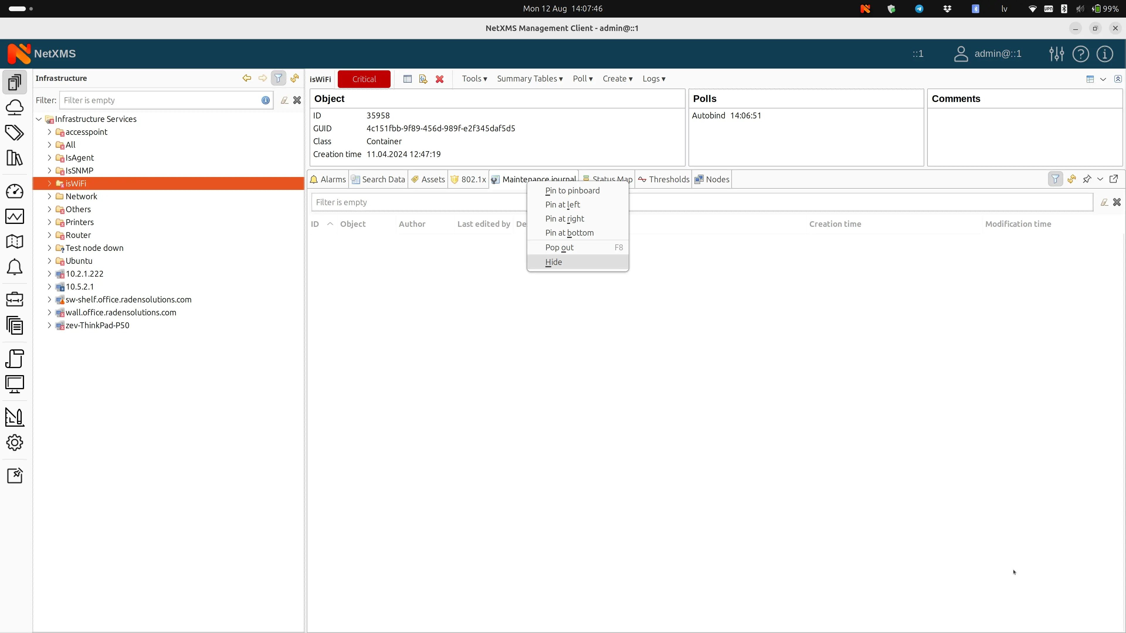 Panel de control de gestión de NetXMS